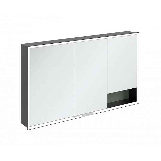 Villeroy & Boch My View+ - Zrcadlová skříňka s LED osvětlením 130x75x17 cm, 3 dvířka, Soft Green/matná černá B48213AF