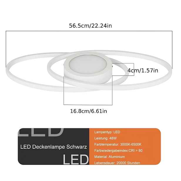 TEMU LED Stropní Světlo - Vhodné do Obývacích Pokojů a Ložnic, s Dálkovým Ovládáním a Stmívatelným Světlem. Lze Použít jako Ložnicové Světlo, Vhodné