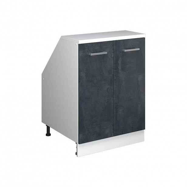 Vicco KUCHYŇSKÁ SKŘÍŇKA POD ŠIKMOU STŘECHU R-Line Černý beton 60 cm se 2 dveřmi, korpus skříně hloubka 60 cm