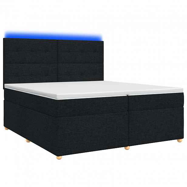 vidaXL Postel boxspring s matrací s čelo Černá 200 x 200 cm Textil