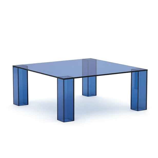 Modrý skleněný konferenční stolek 85x85 cm Adularia – Kave Home