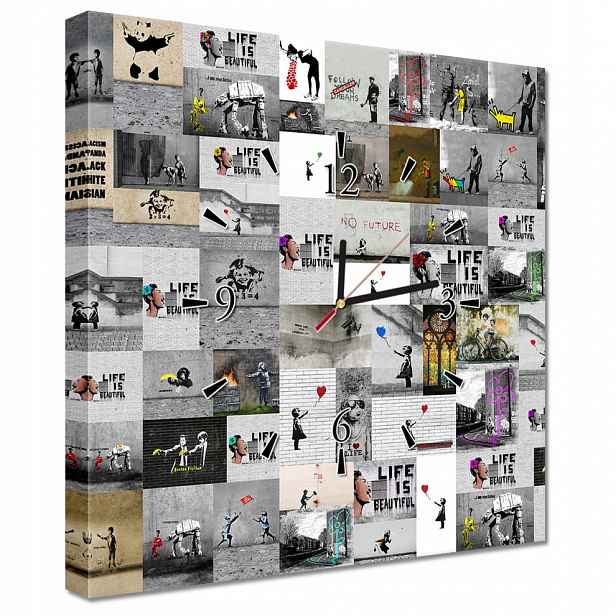 Nástěnné hodiny 40x40 Mix Banksy