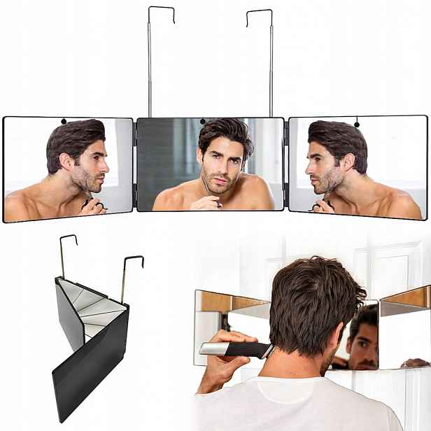 Přenosné kosmetické zrcátko třístranné pro líčení a styling vlasů