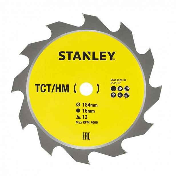 Stanley - Pilový kotouč na dřevo 184x16 mm, 12 zubů STA13020-XJ