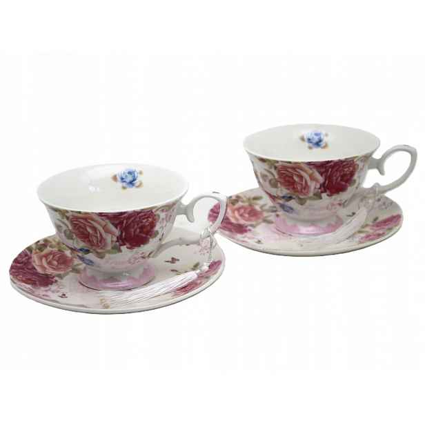 Elegantní porcelánová sada hrnků s květinovým motivem, 220 ml, čaj káva