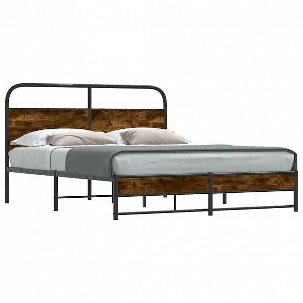 vidaXL Rám postele bez matrace 150x200 cm kouřový dub kompozitní dřevo