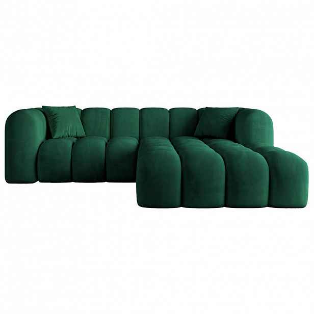 ALTDECOR ROHOVÁ SEDACÍ SOUPRAVA s otomanem vpravo OLEA-L1 – 231 × 173 × 74 cm tmavě zelená