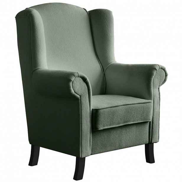 Beautysofa KŘESLO UŠÁK Leonardo zelené, bouclé látka