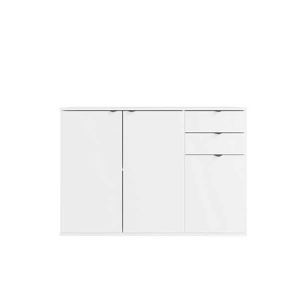MASSENO KOMODA METRIX, 120/82,5/35 cm s 2 zásuvkami a 3 dvířky, bílá