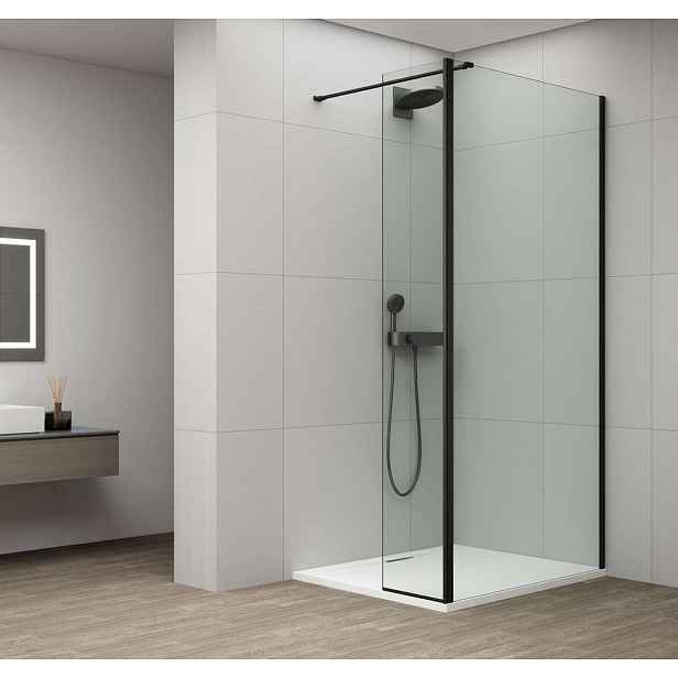 Polysan Esca - Sprchová stěna 120x210 cm, Antidrop, čiré sklo/matná černá ES3A120B50B