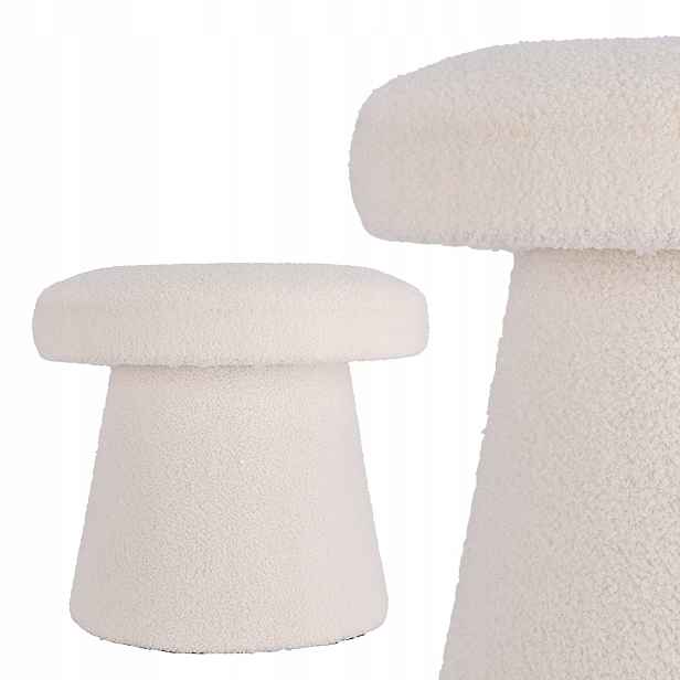 Taburet Teddy bílá 38x38xh43 cm Moderní Tvar Styl Japandi Krémová