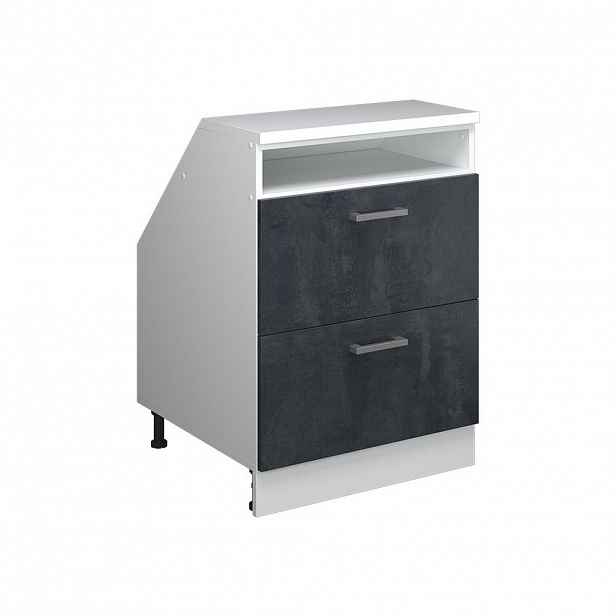 Vicco ŠIKMÁ SKŘÍŇ Rion Černý beton 60 x 81.6 cm se 2 zásuvkami, korpus skříně hloubka 60 cm