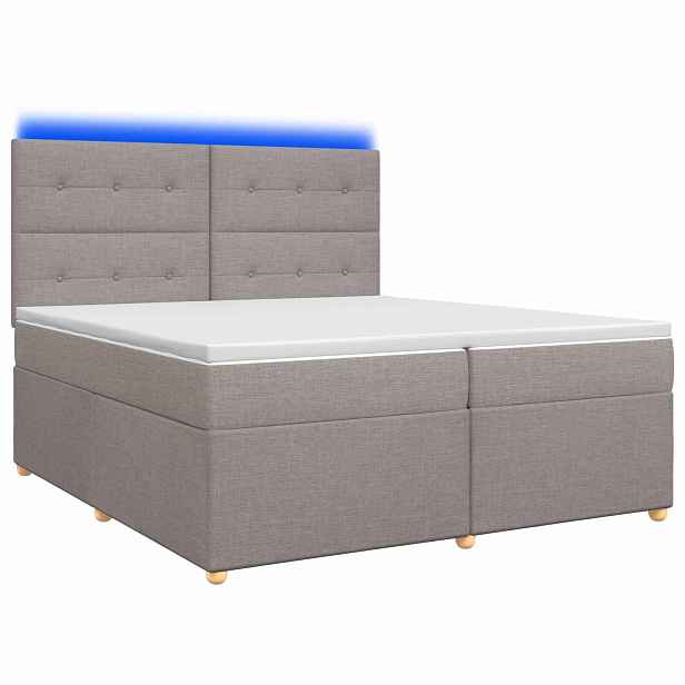 vidaXL Postel boxspring s matrací s čelo Taupe 200 x 200 cm Textil