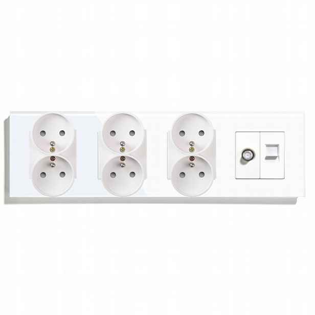 Elektrická Zásuvka Skleněná Čtyřnásobná 299 mm Tv Anténa Internet RJ45 CAT5e