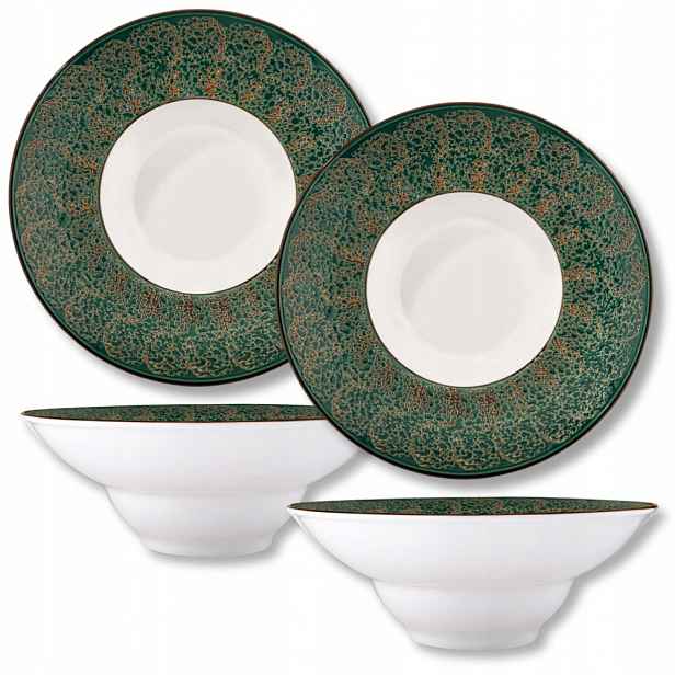 Hluboký porcelánový talíř kulatý zelený Wilmax 22,5 cm, 1100 ml