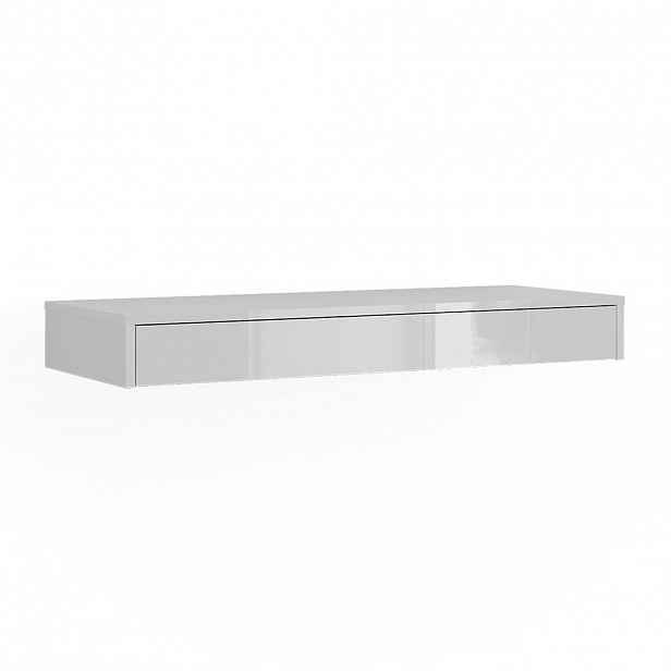 Vicco STĚNOVÁ POLICE Sherry Bílá vysoký lesk 100 x 12 cm se zásuvkou