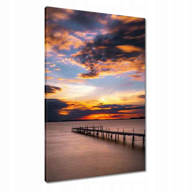 Obrazy 60x90 Most jezero Západ