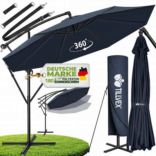 Deštník Tillvex modrý 350 x 255 cm