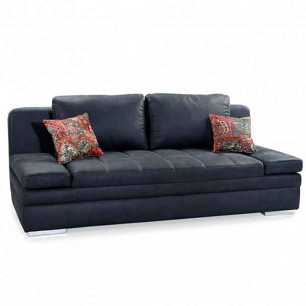 luma-home ROZKLÁDACÍ POHOVKA s úložným prostorem, vlnovým odpružením, 200 × 100 × 84 cm (Š×H×V), mikrovlákno v antické kožené optice, antracitová barv