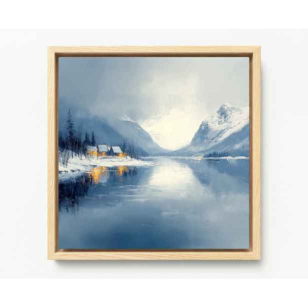 Obraz Rám Americký Box Skandinávie Norsko Hory Fiord Zima Sníh 50x50