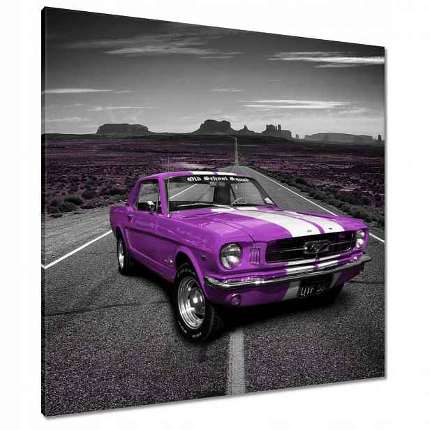 Obrazy 90x90 Fialový Ford Mustang na silnici