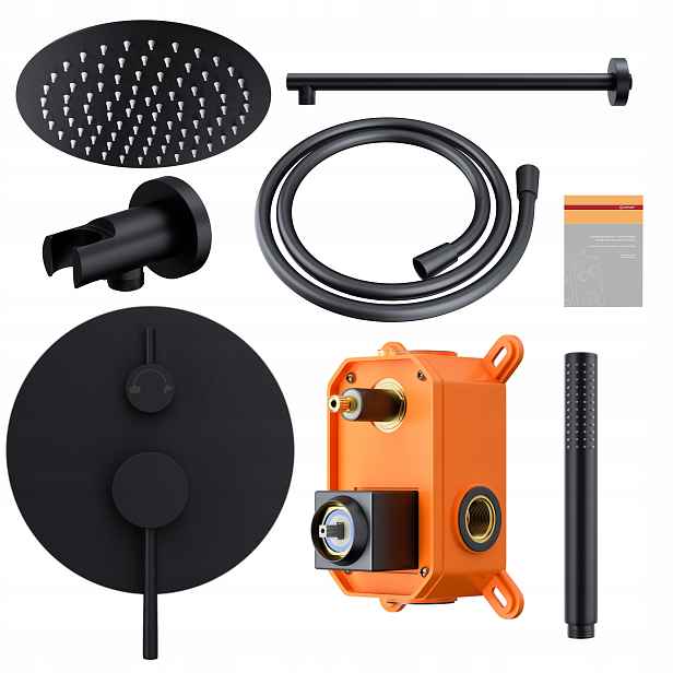 Sprchový Set Pod Omítku Černá Sprchová Dešťová Sprcha 25 CM Corsan