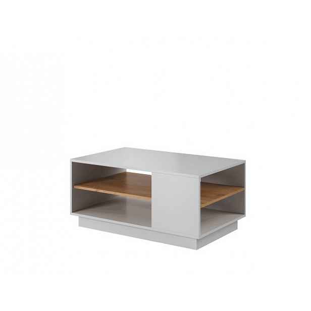 Konferenční stolek, bíla/dub craft zlatý, TRIO