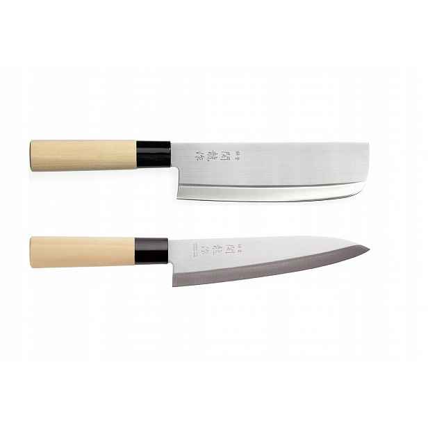 Sada dvou japonských nožů Sekiryu, Nakiri a Gyuto, kuchařský nůž