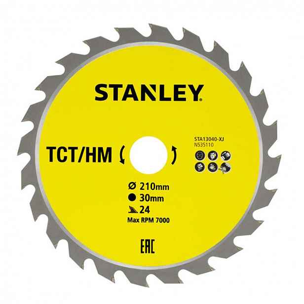Stanley - Pilový kotouč na dřevo 210x30 mm, 24 zubů STA13040-XJ