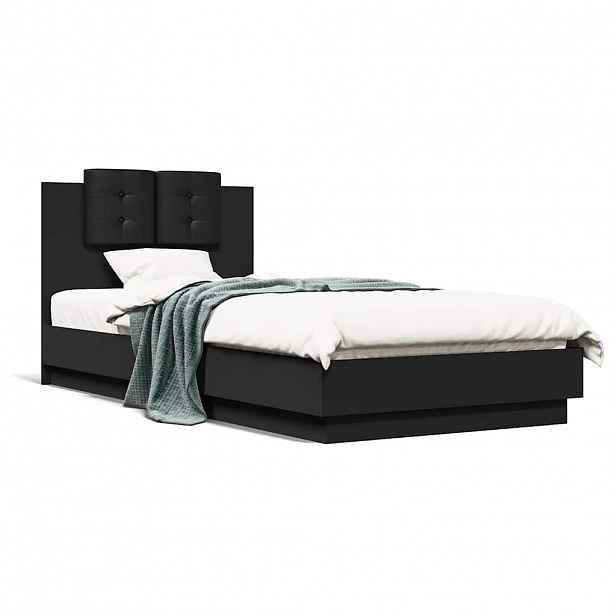 vidaXL Rám postele s čelem černý 90 x 200 cm kompozitní dřevo