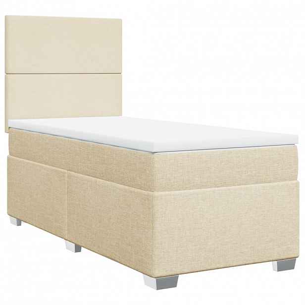 vidaXL Box spring postel s matrací krémová 100 x 200 cm textil