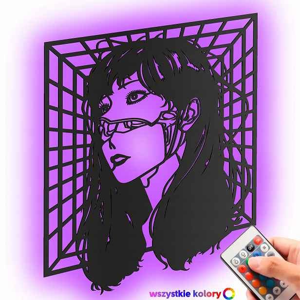 Dřevěný obraz Anime Vhs Girl Nástěnná Dekorace Dárek Noční Lampa Led