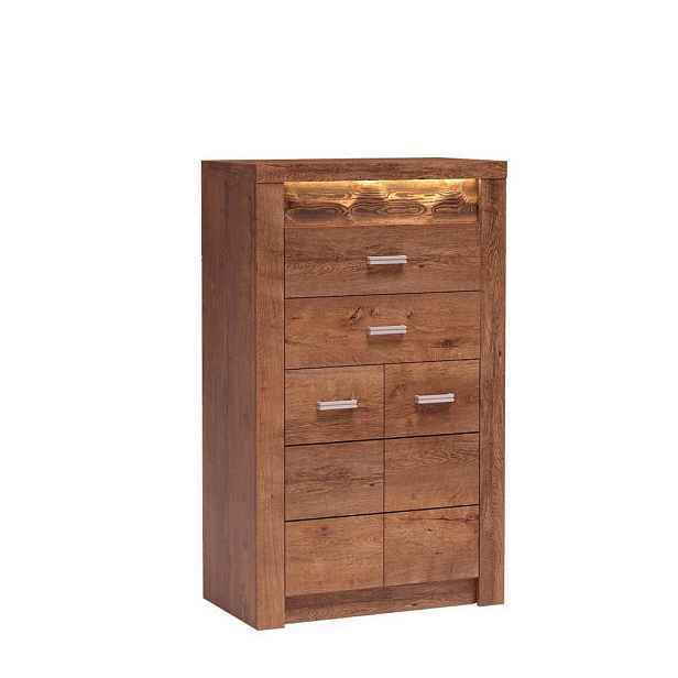 MASSENO KOMODA ZERI, 76/127/42 cm s 2 zásuvkami a 2 dvířky, hnědá