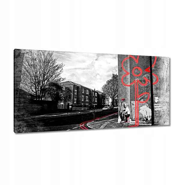 Obrazy 115x55 Banksy Červená květina