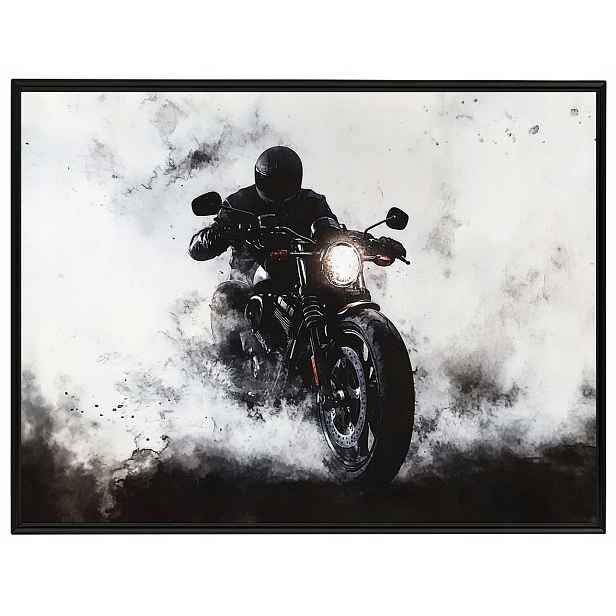 Plakát Rámeček Hliníkový Motocykl Sportovní Kouřový Motor Černobílý 80x60