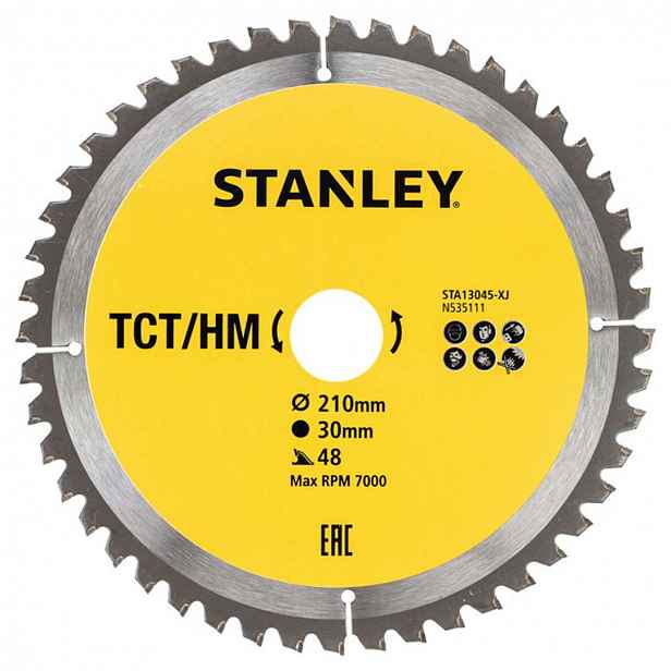 Stanley - Pilový kotouč na dřevo 210x30 mm, 48 zubů STA13045-XJ