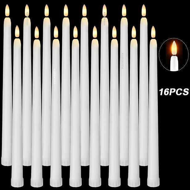 TEMU 16ks Bezplamenné LED Kuželové Svíčky, 11'' Dlouhé Elektrické Svícny na Baterie s Realistickou Teplou Žlutou Žárou, Svíčky s Blikajícím Plamenem
