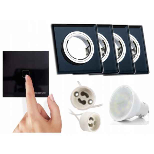 4X Skleněná Halogenová Lampa Na Strop Vypínač Led Žárovky 5W B.studená
