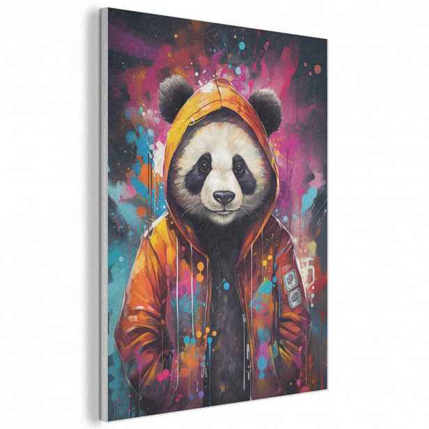 MuchoWow AKUSTICKÝ obraz Panda - Bunda - Graffiti - Oranžová 60x80 cm