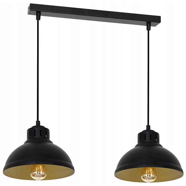 Závěsná lampa Sven Černá Zlatá Kovová Elegantní loftový doplněk