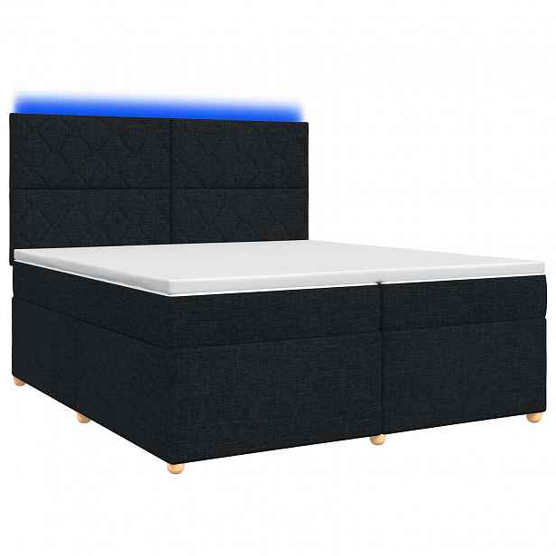 vidaXL Postel boxspring s matrací s čelo Černá 200 x 200 cm Textil