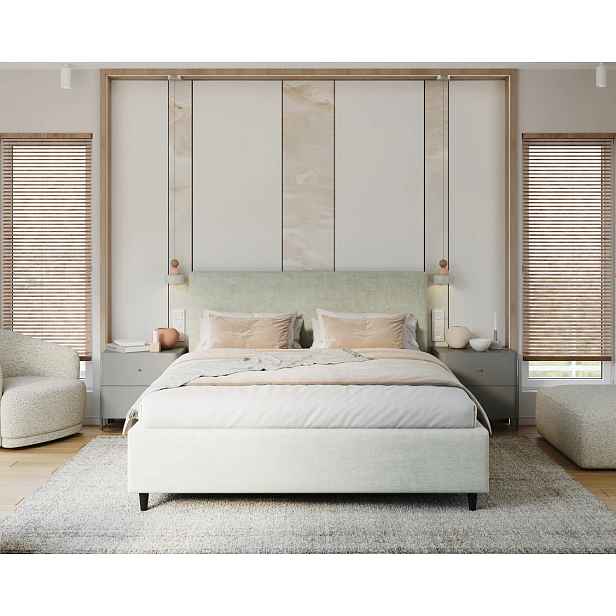 FDM Čalouněná postel Line Plus se zvedacím roštem Nano Velvet světle šalvějová, velikost 120x200