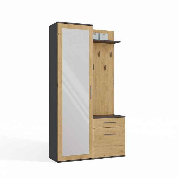 RAUMHIRSCH FURNITURE ŠATNÍK moderní se zrcadlem Duo antracit, Artisan 100/180/35