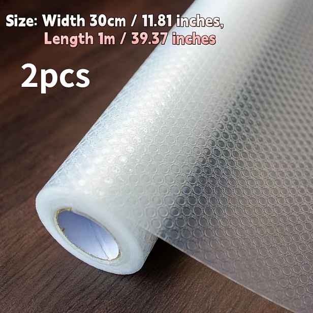 TEMU 2 role bílé omyvatelné olejivzdorné protiskluzové vložky do zásuvek - 30.0 cm x 100.0 cm, EVA materiál, ideální pro skříňky, zásuvky a botníky,