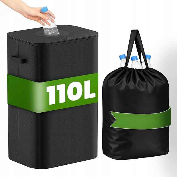Koš Na Láhve Vratný S Držadly, 110 L, Pevný, Černý