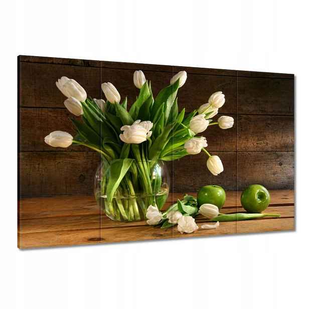 Obrazy 120x80 Bílé tulipány Desky