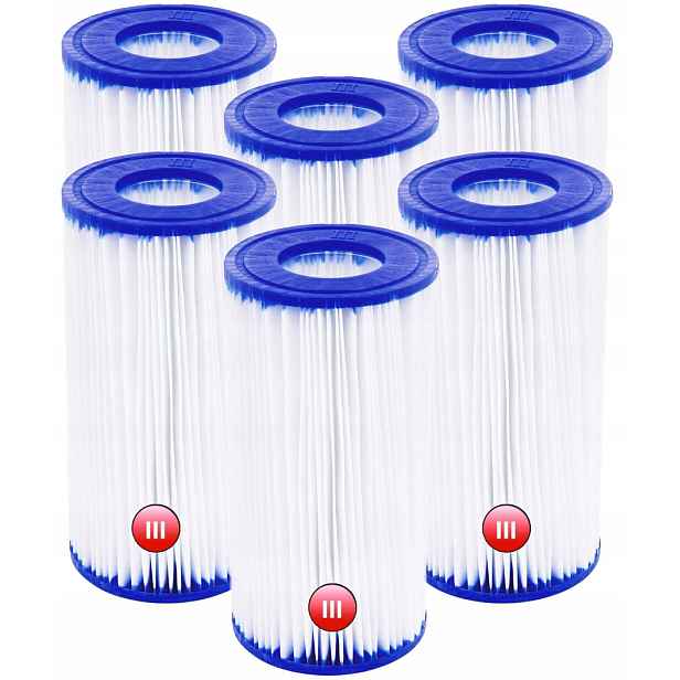 6 x Filtr Bazénového Čerpadla Bestway Filtry Filtrační Vložka 58012 Typ III