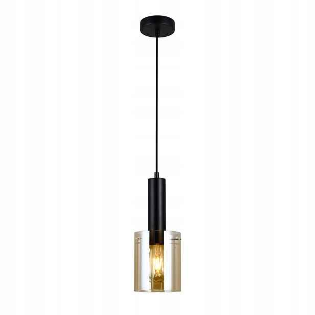 Italux Sardo Závěsná lampa černá, Ocel/Sklo, 1xE27, regulace výšky