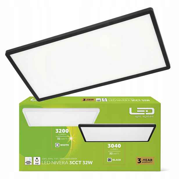 Led stropní svítidlo stropní svítidlo Led 32W IP54 3 barvy světla Cct 3040lm čtverec