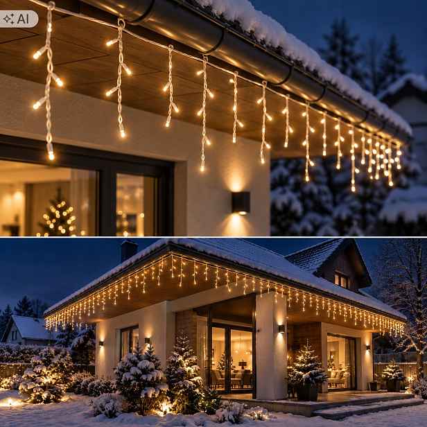 Rampouchy 500 Led Závěs Venkovní Osvětlení Bílý Kabel Bílý Teplé 24 m